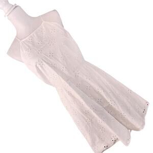 NWT! LOFT! PUREST WHITE COTTON EYELET SPAGHETTI STRAP SUNDRESS, DRESS! SZ 2